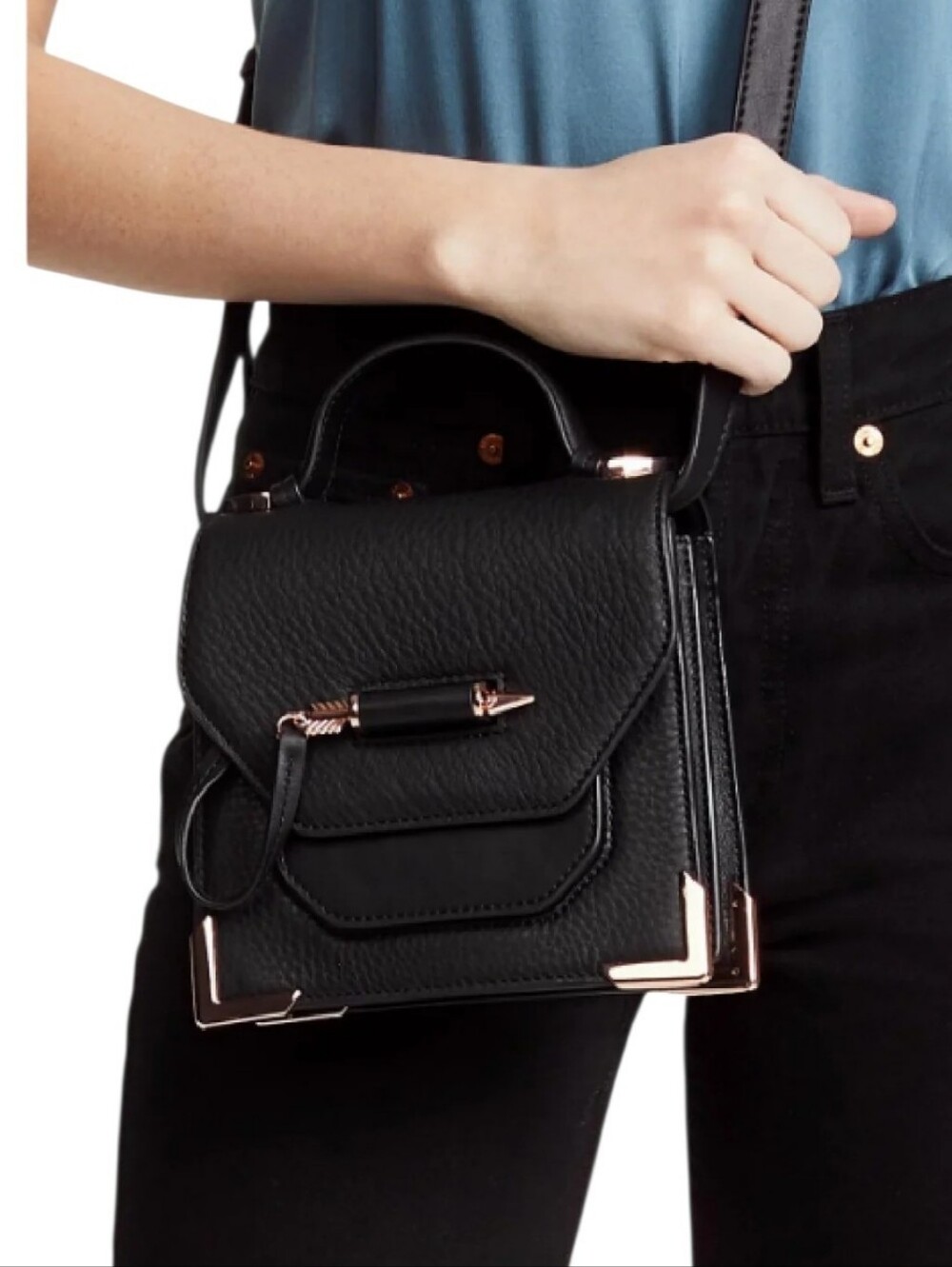 Mackage Top-Handle Crossbody Bag with Rose Gold Hardware